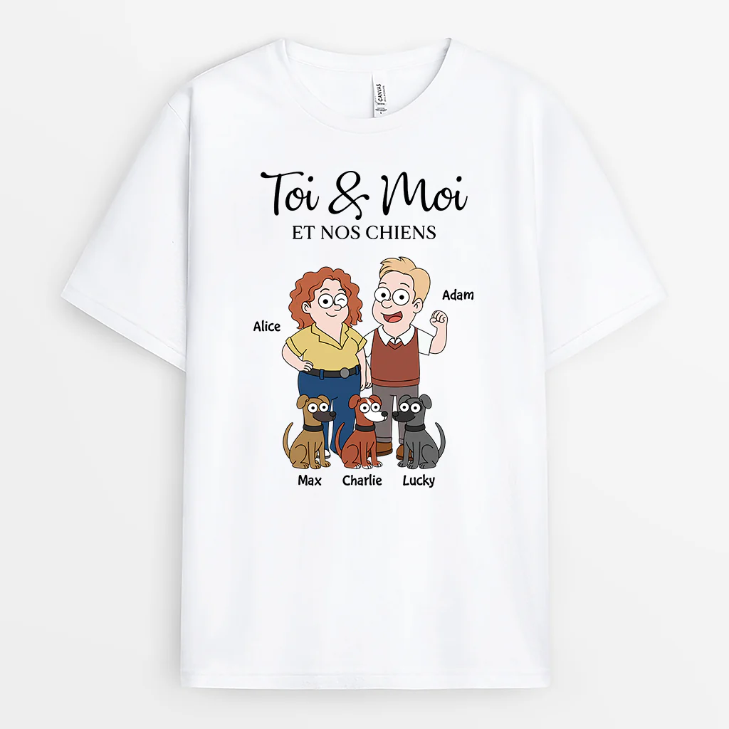 T-shirt Personnalisé Couple - Toi Moi Et Le Chien