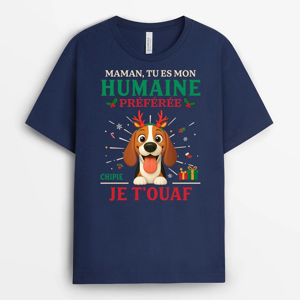 T-shirt Personnalisé De Noël - Humain Préféré De Chien - Image 2