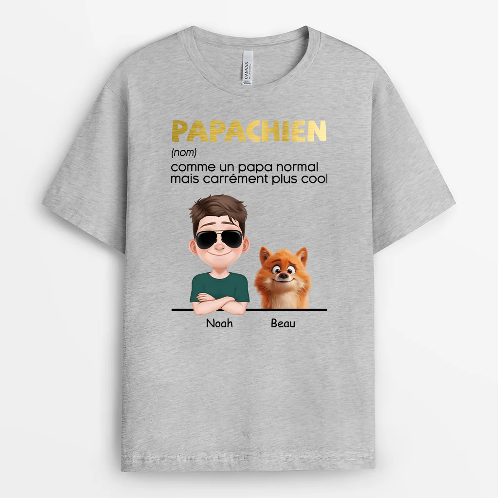 T Shirt Personnalisé Pour Chien | Définition De Papa Chien Cool - Couleur Clair - Image 2