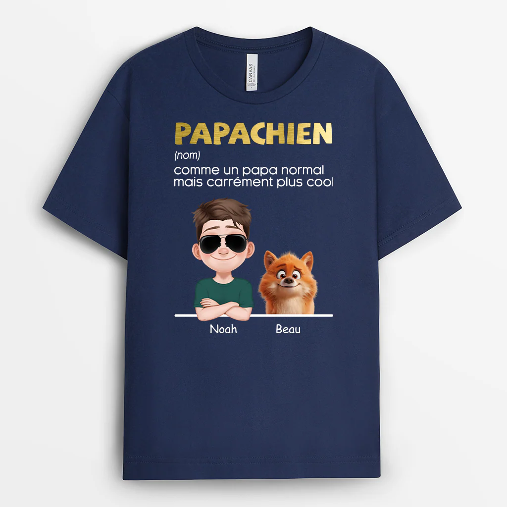 T-shirt Personnalisé - Définition De Papa Chien Cool - Couleur Foncé - Image 2