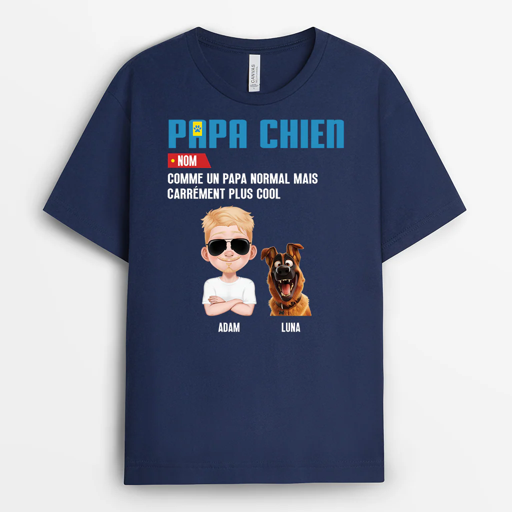 T-shirt Personnalisé - Définition Maman/Papa Chien - Design Cartoon - Image 2