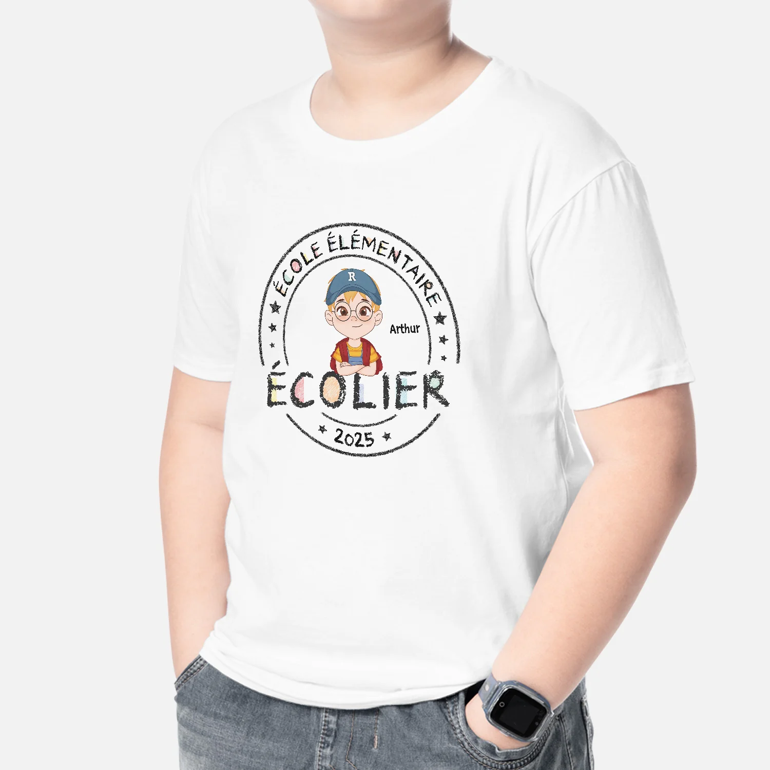 T Shirt Personnalisé Enfant - Écolier / Écolière - Crayon De Couleur - Image 2