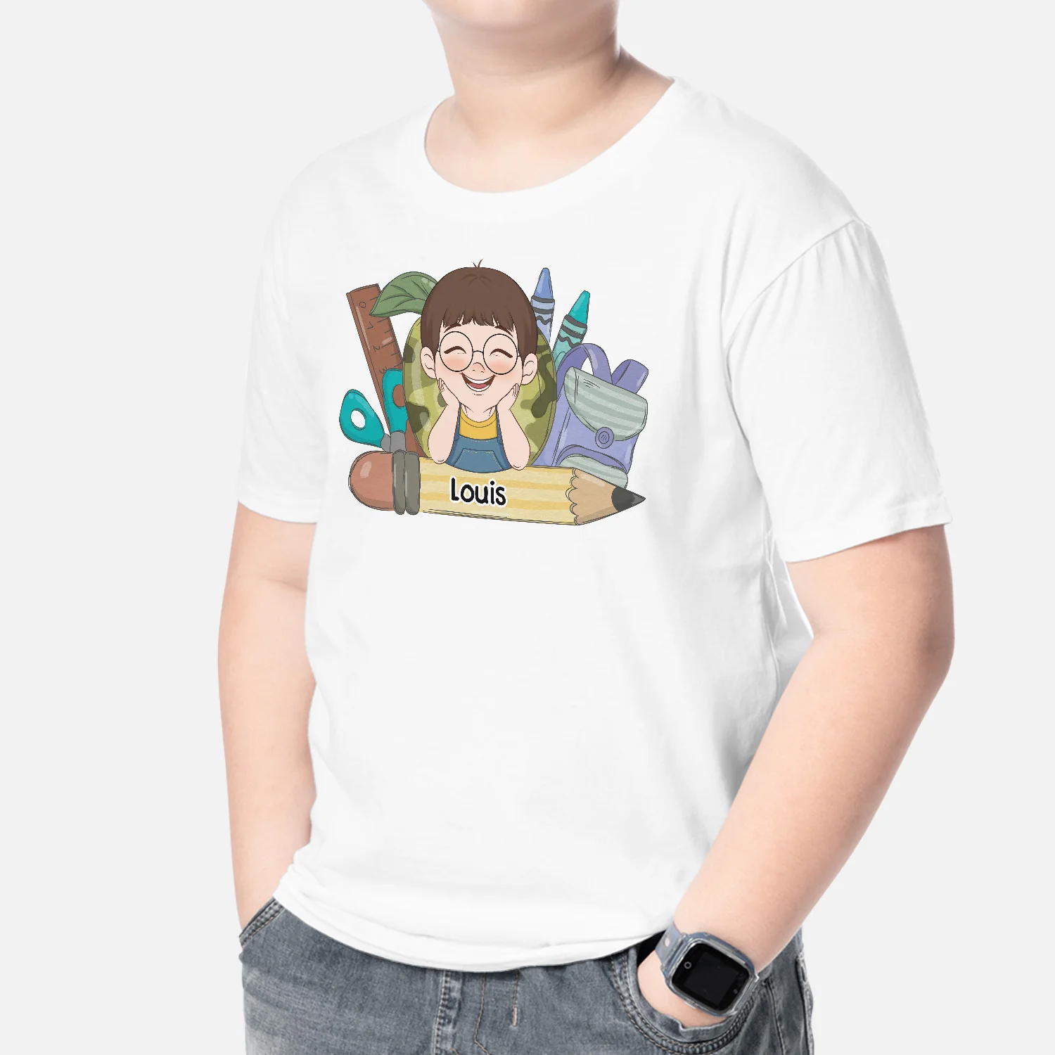 T-Shirt Enfant Personnalisé Prénom – Fournitures Scolaires - Image 2