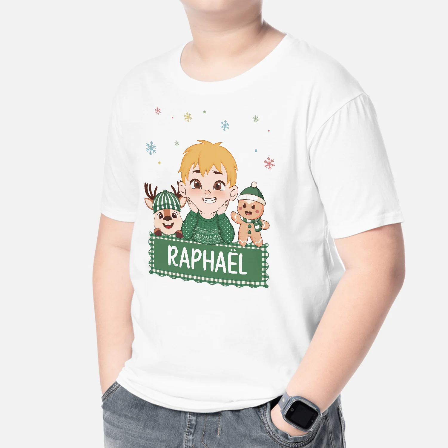 Tee Shirt Personnalisé Enfant – Renne Et Biscuit De Noël - Image 2