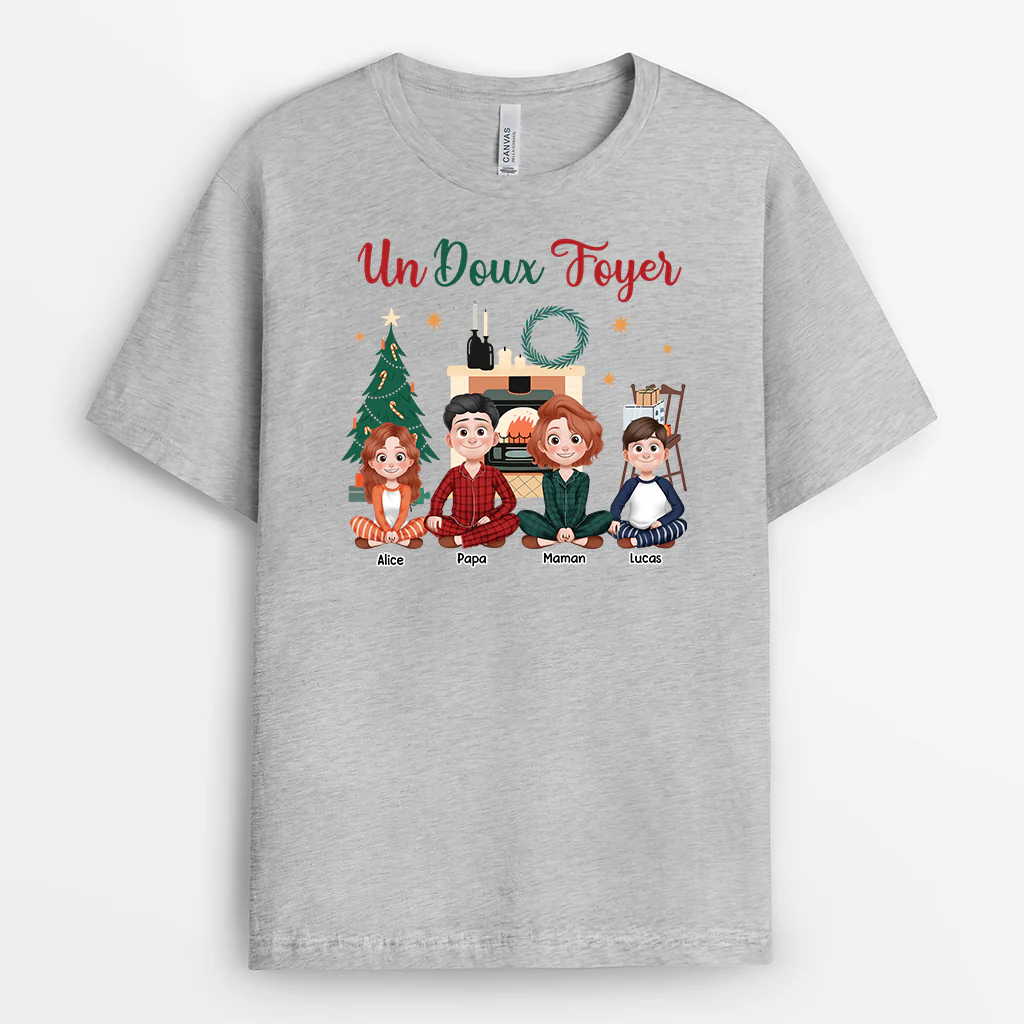 T-shirt Personnalisé Famille De Noël - Un Doux Foyer - Image 2
