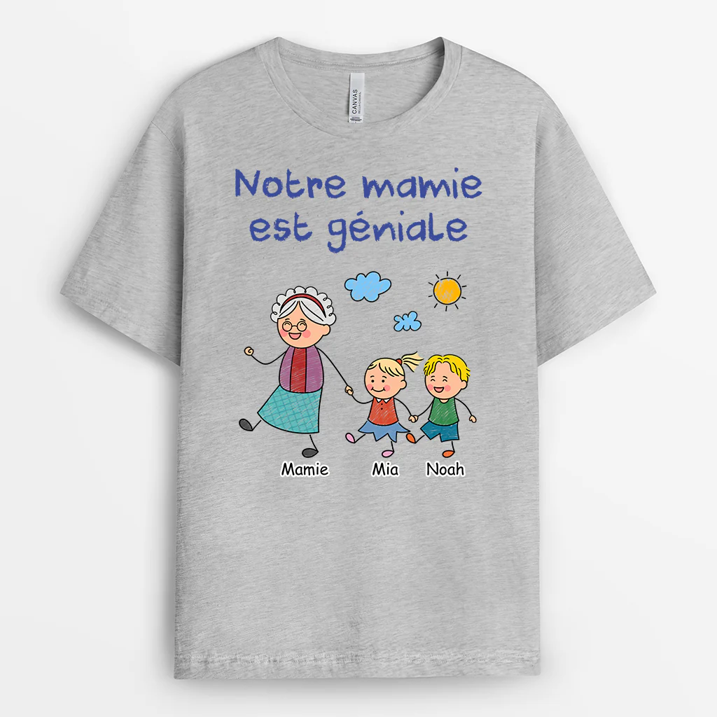 T-shirt Personnalisé Famille - Mamie Papy Es Extraordinaire - Image 2
