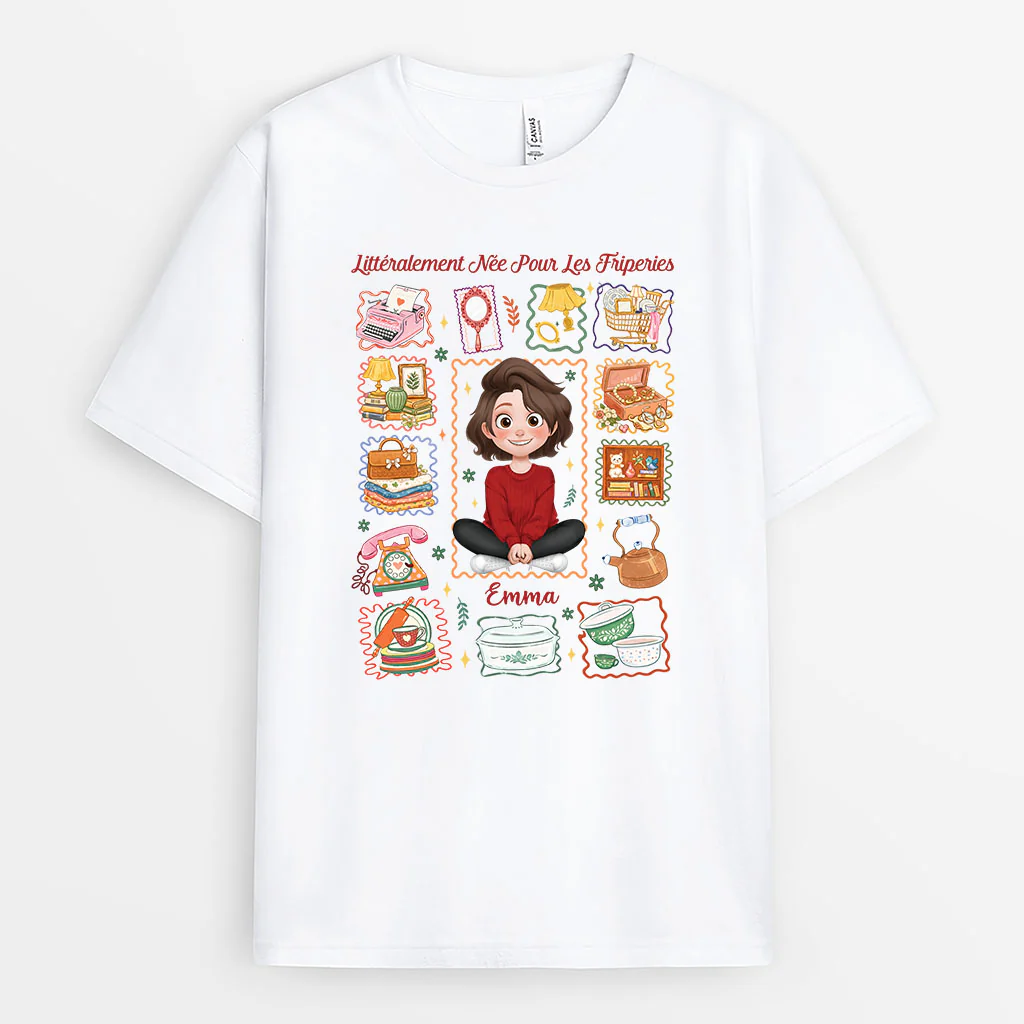 Tee Shirt Personnalisé Femme - Design "Né Pour Les Friperies"