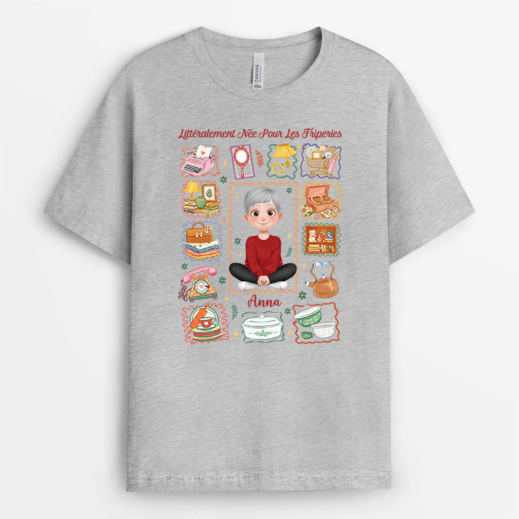Tee Shirt Personnalisé Femme - Design "Né Pour Les Friperies" - Image 2