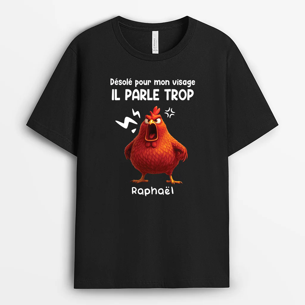 T-shirt Personnalisé Humoristique Pour Femme/Homme - Désolé Pour Mon Visage