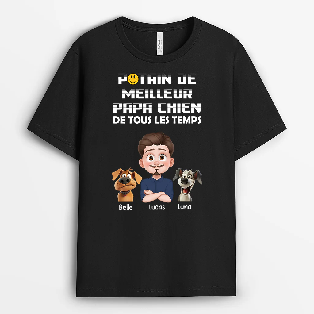 T-shirt Personnalisé Humour - Meilleur Papa/Maman Chien