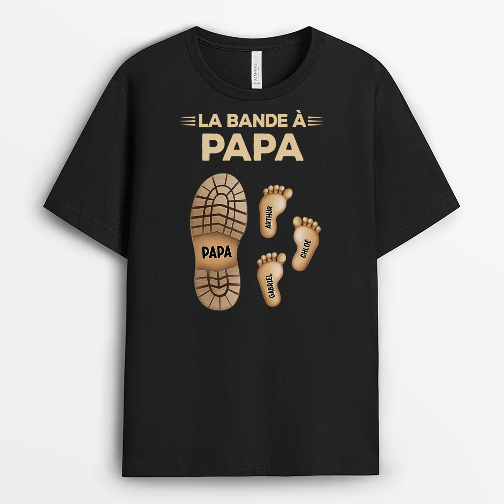T-shirt Personnalisé Pour Papa - La Bande À Papa/Papy - Avec Chaussure Et Empreintes Pied