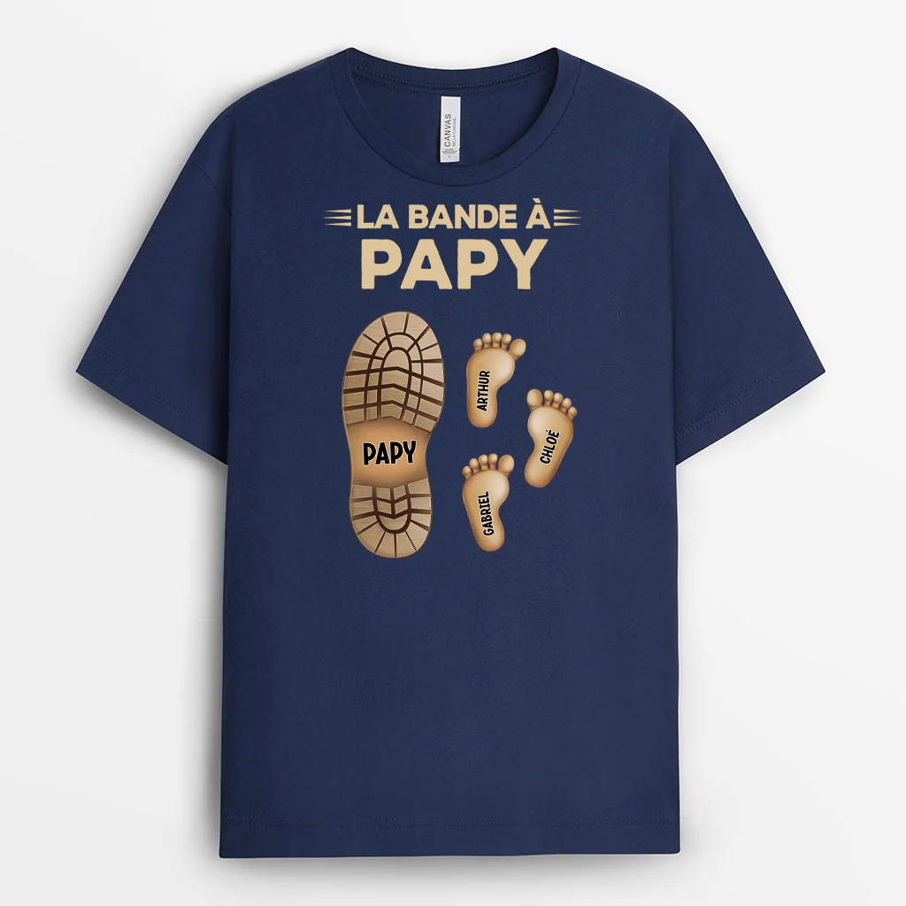 T-shirt Personnalisé Pour Papa - La Bande À Papa/Papy - Avec Chaussure Et Empreintes Pied - Image 2