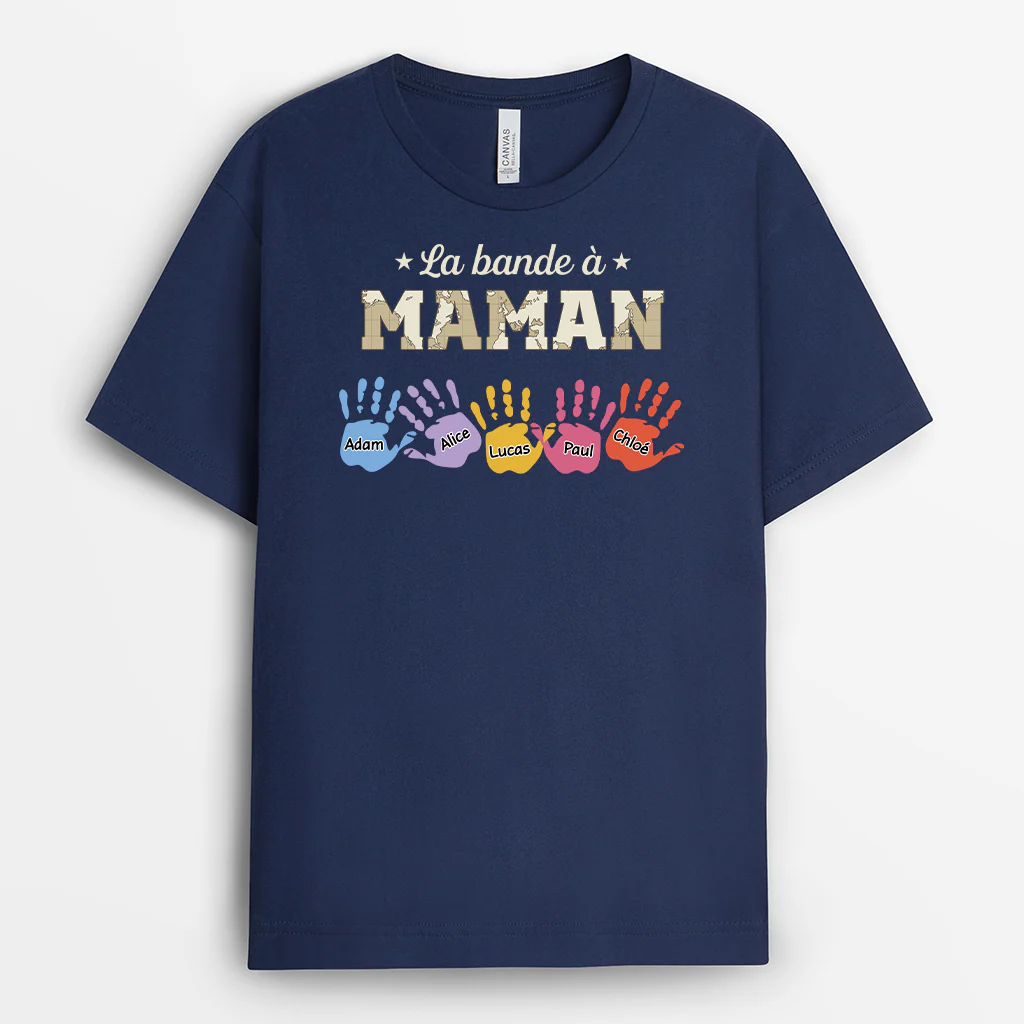 Tee Shirt Personnalisé Papa | La Bande À Papa Empreintes De Mains Colorées - Image 2