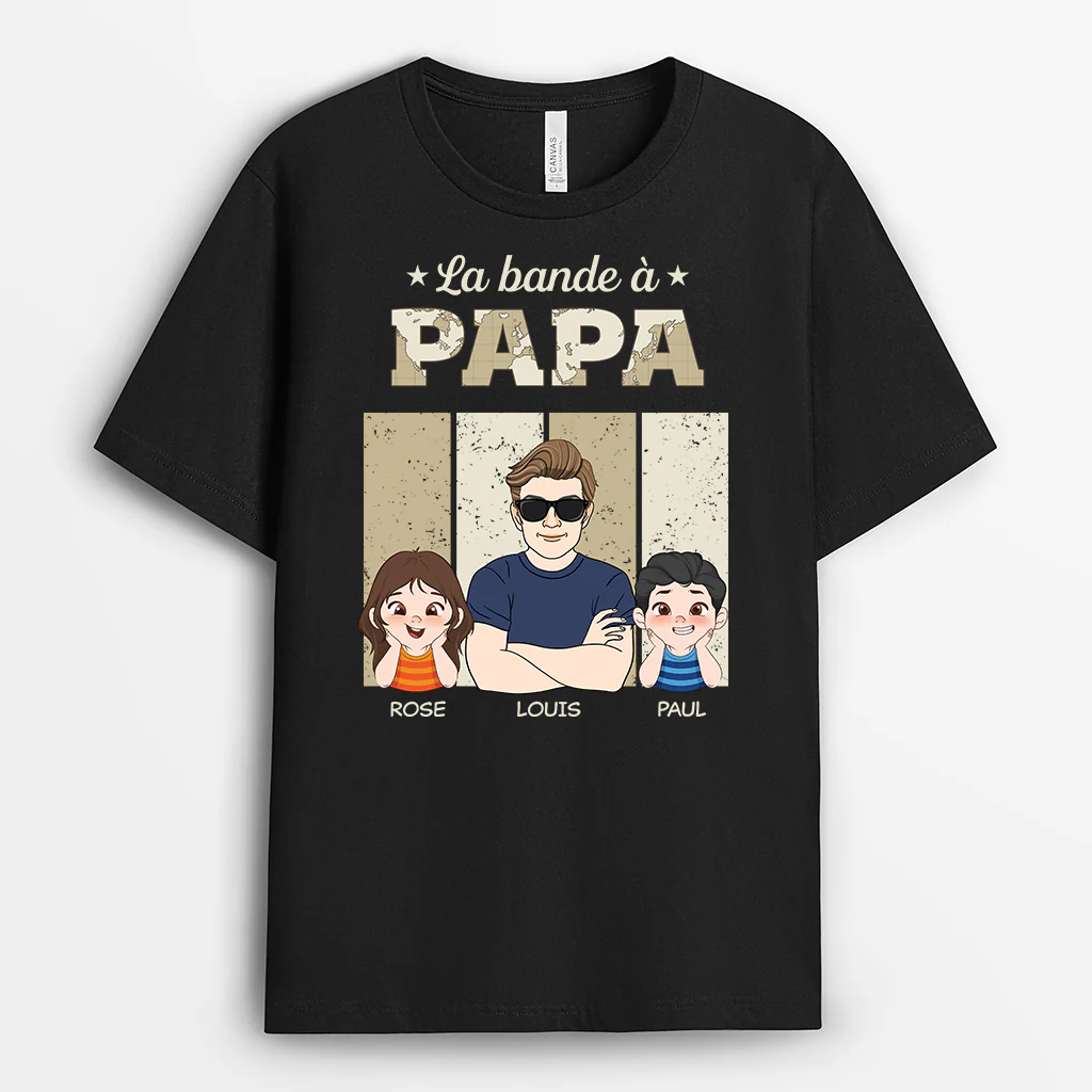 T-shirt Personnalisé Papa - La Bande À Papa - Style Grunge Rétro