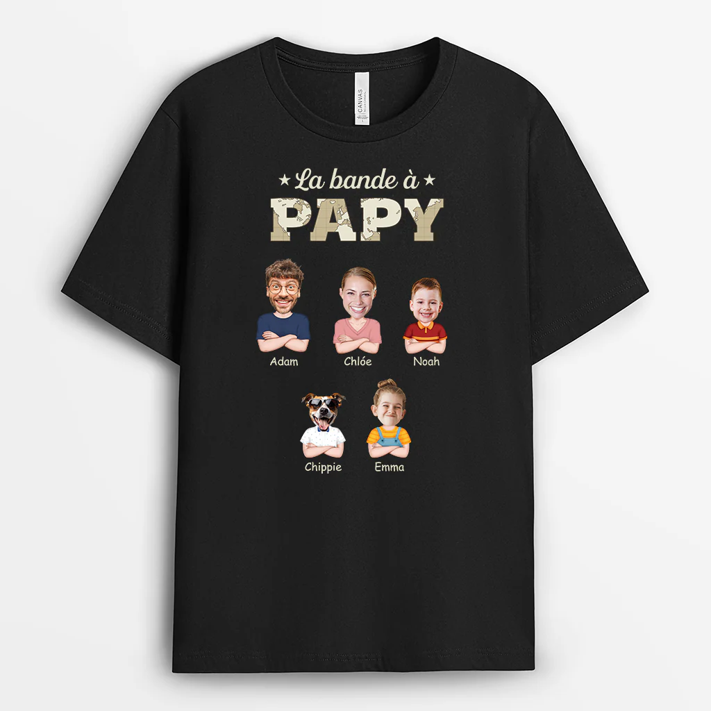 T-shirt Personnalisé - La Bande À Papy - Photos Visages Et Animaux