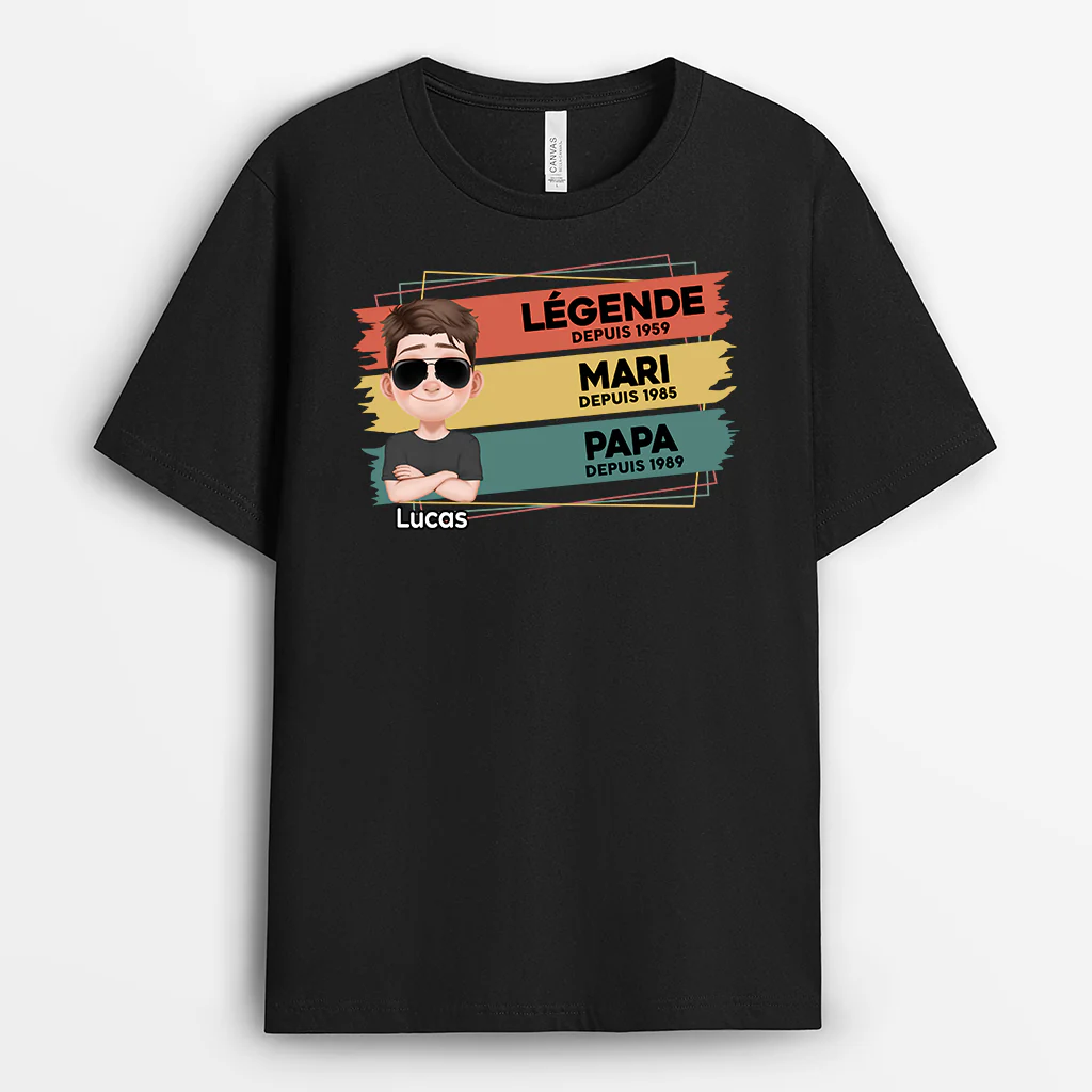 T-shirt Personnalisé - Légende Mari Papa - Design Cartoon Coloré