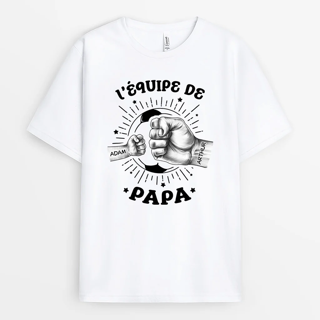Tee Shirt Personnalisé Pour Papa | L'Équipe De Papa Football Monochrome