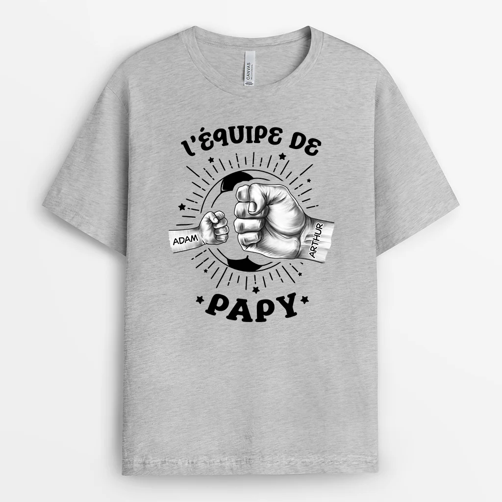 Tee Shirt Personnalisé Pour Papa | L'Équipe De Papa Football Monochrome - Image 2