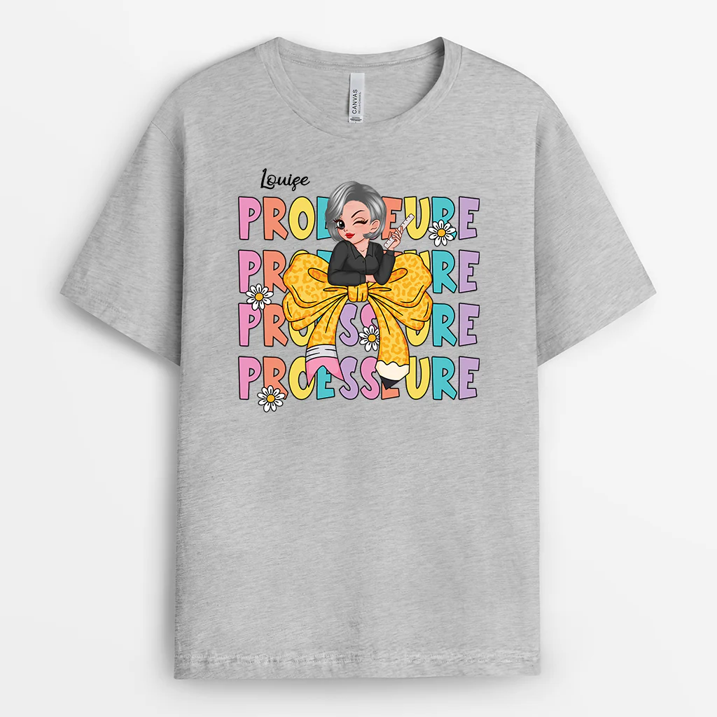 Cadeau Personnalisé pour la Maîtresse- T-shirt Personnalisé Maîtresse - Nœud Coloré - Image 2