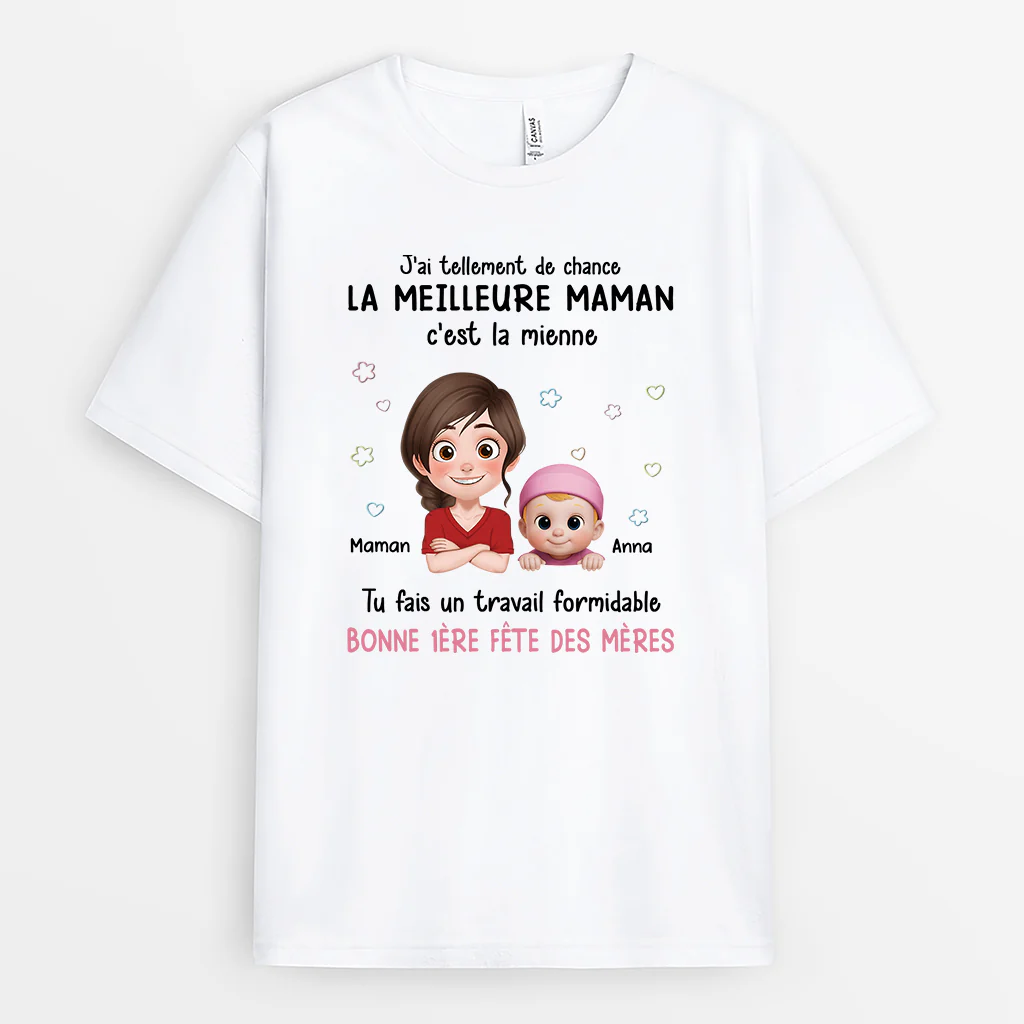 T-shirt Personnalisé Maman Papa - Cadeau Nouvelle Maman Bonne Fête Des Mères