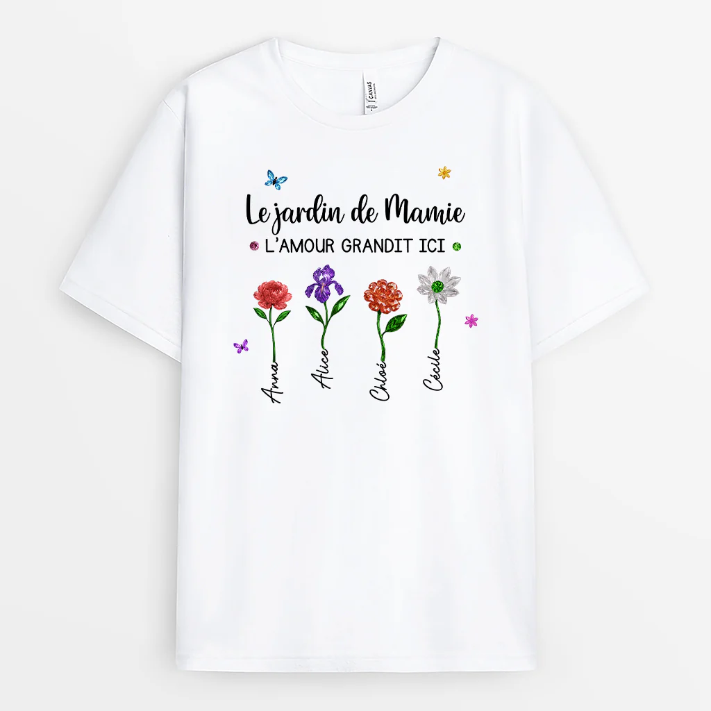 Tee Shirt Pour Mamie Personnalisé | Amour Dans Le Jardin De Mamie Maman