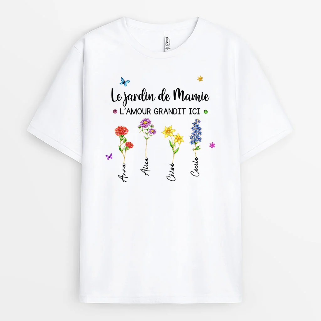 T-shirt Personnalisé Mamie Maman - Le Jardin De Mamie Petit-enfant