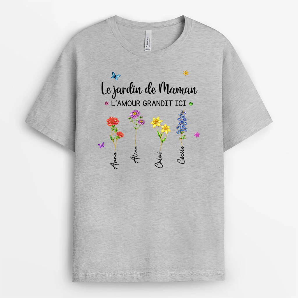 T-shirt Personnalisé Mamie Maman - Le Jardin De Mamie Petit-enfant - Image 2