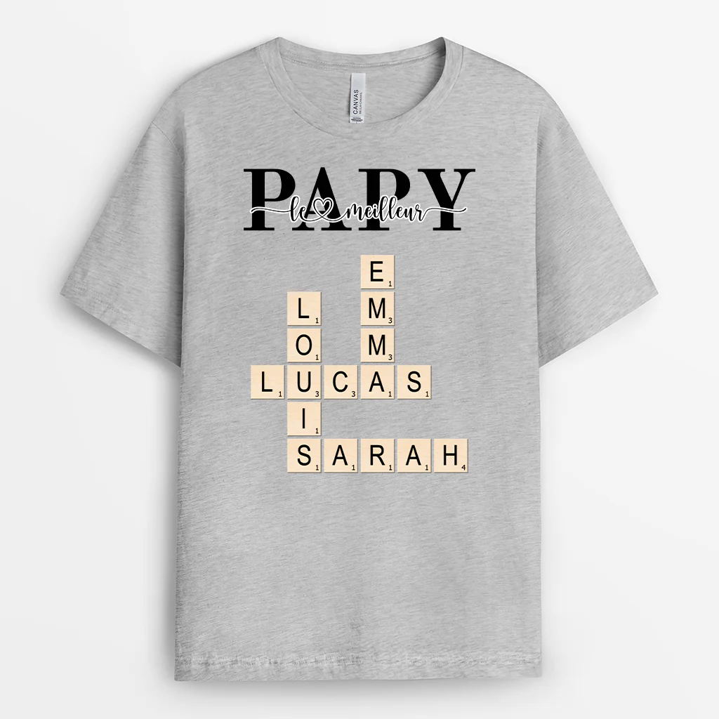 Tee Shirt Personnalisé Papa - Meilleur Papa - Cadeau Mots Croisés - Image 2