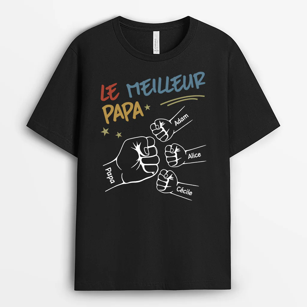 T Shirt Personnalisé Papa | Meilleur Papa Design Coloré Avec Poings