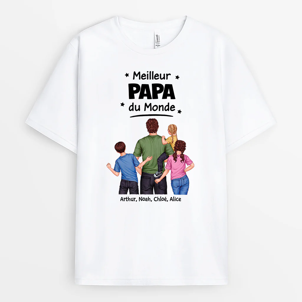 T-shirt Personnalisé Papa - Meilleur Papa Fort Du Monde