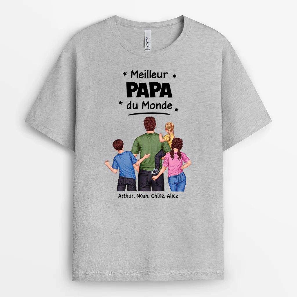 T-shirt Personnalisé Papa - Meilleur Papa Fort Du Monde - Image 2