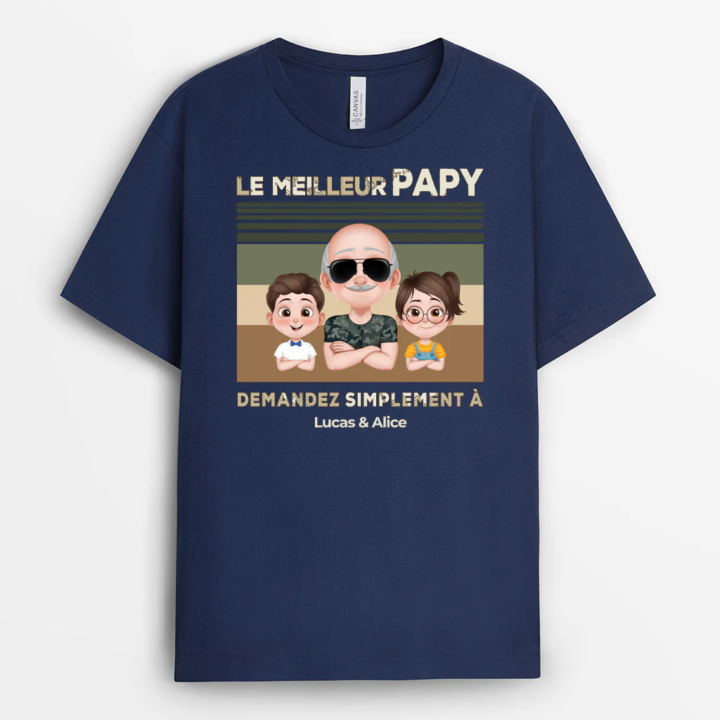 T Shirt Papa Personnalisé | Meilleur Papa Militaire Design Cartoon - Image 2