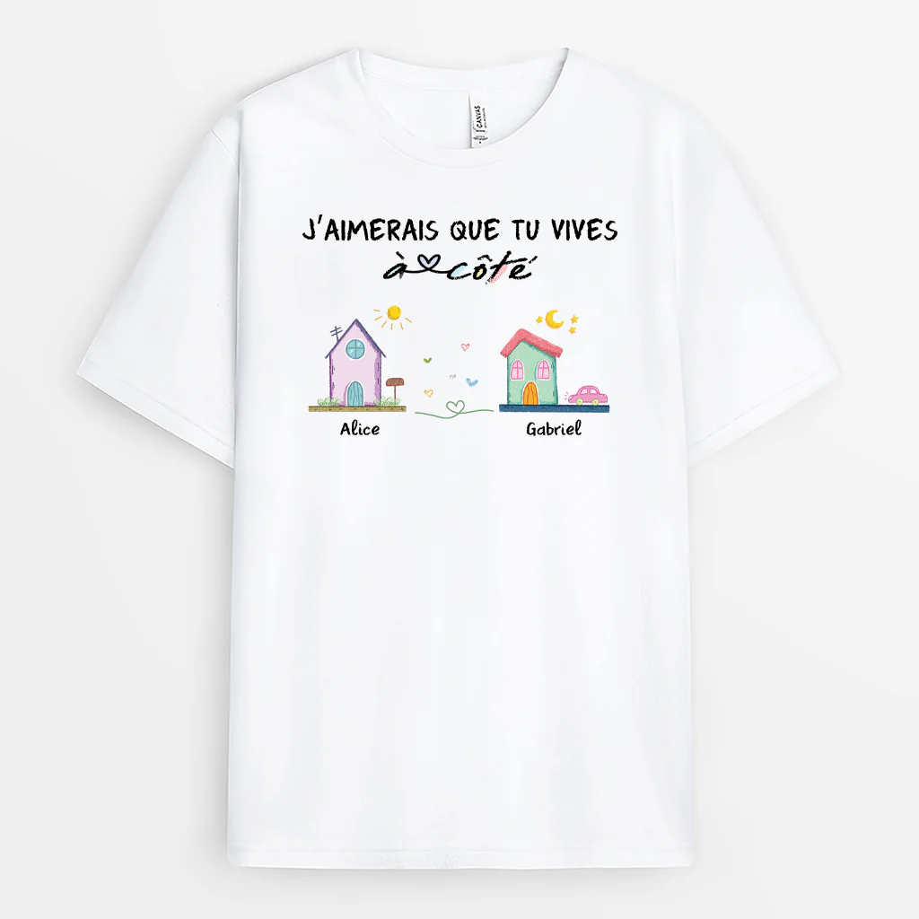 Tee Shirt Personnalisé Meilleure Amie - Vivre À Côté - Version Colorée