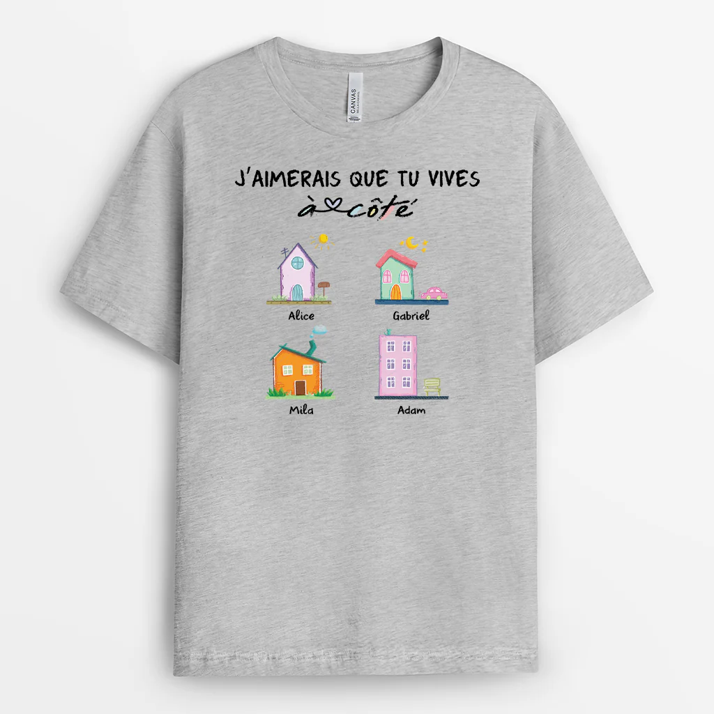Tee Shirt Personnalisé Meilleure Amie - Vivre À Côté - Version Colorée - Image 2