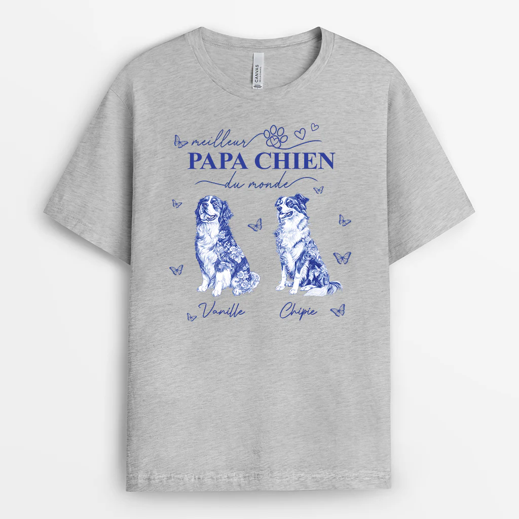 T-shirt Personnalisé - Meilleure Maman Chien - Style Bleu-Toile - Image 2