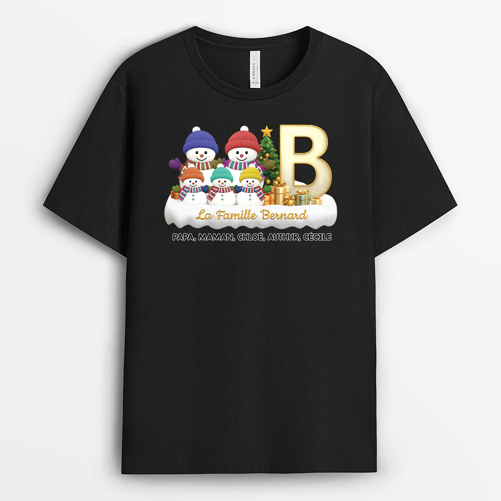 T-shirt Personnalisé Noël - Famille Bonhomme De Neige