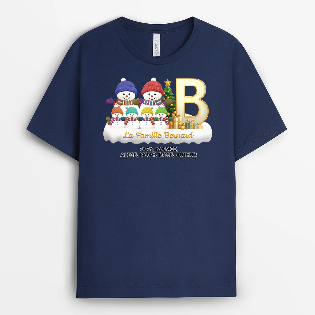 T-shirt Personnalisé Noël - Famille Bonhomme De Neige - Image 2