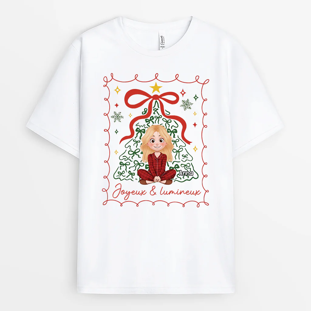 T-shirt Personnalisé Noël Pour Femme Et Homme - Joyeux Et Lumineux