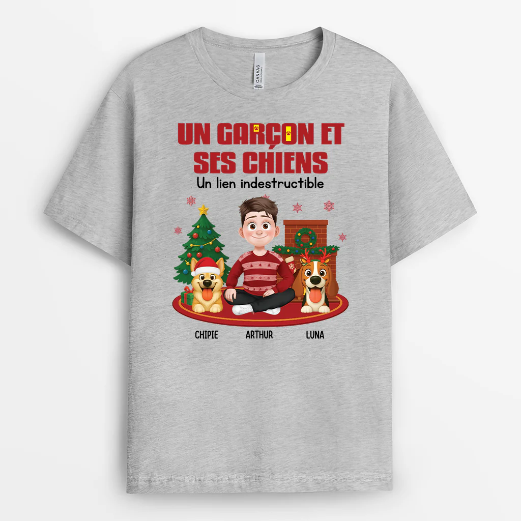T-shirt Personnalisé Noël - Une Fill Et Son Chien - Image 2