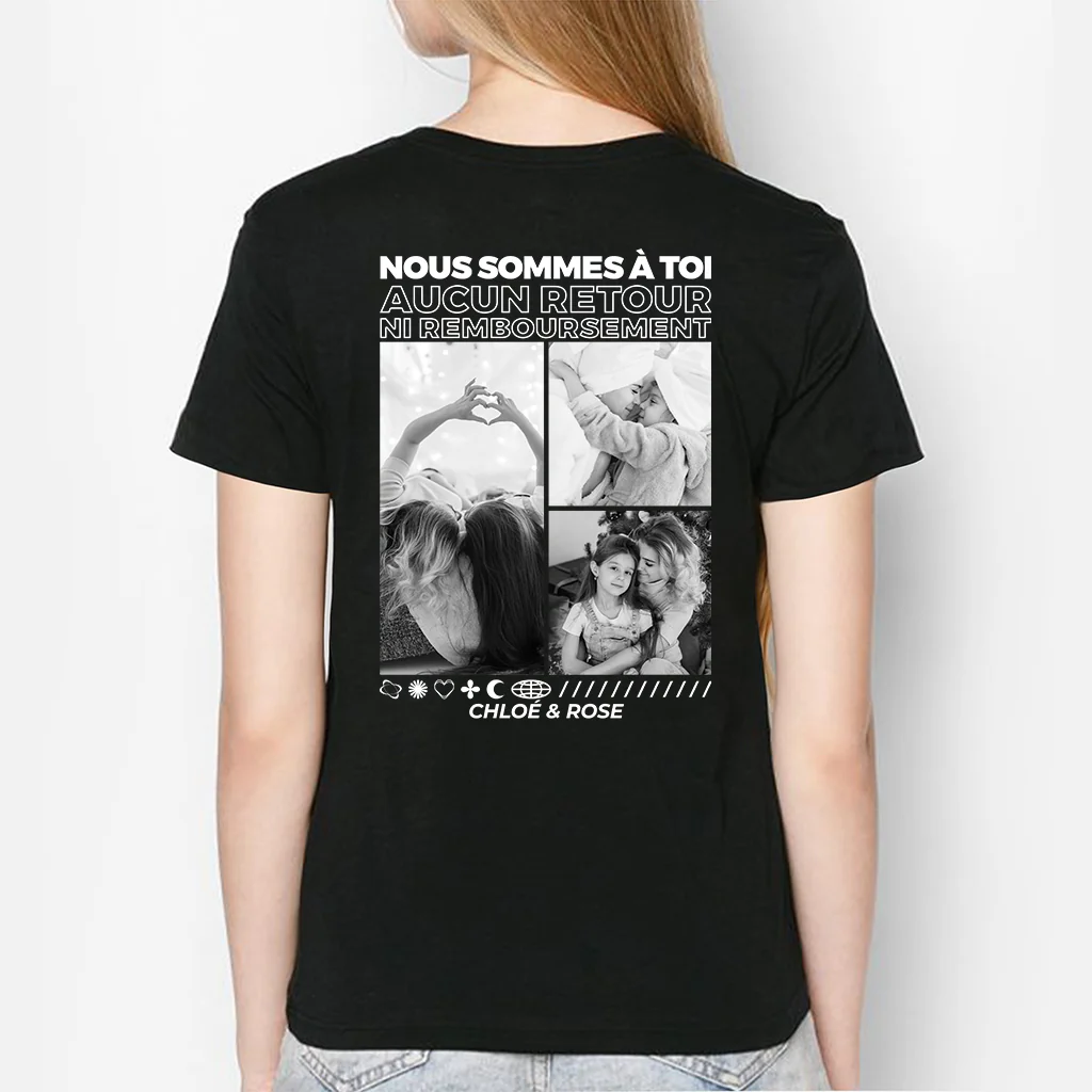 T-shirt Personnalisé Papa - Aucun Retour Ni Remboursement - Avec Photos Version Monochrome - Image 2