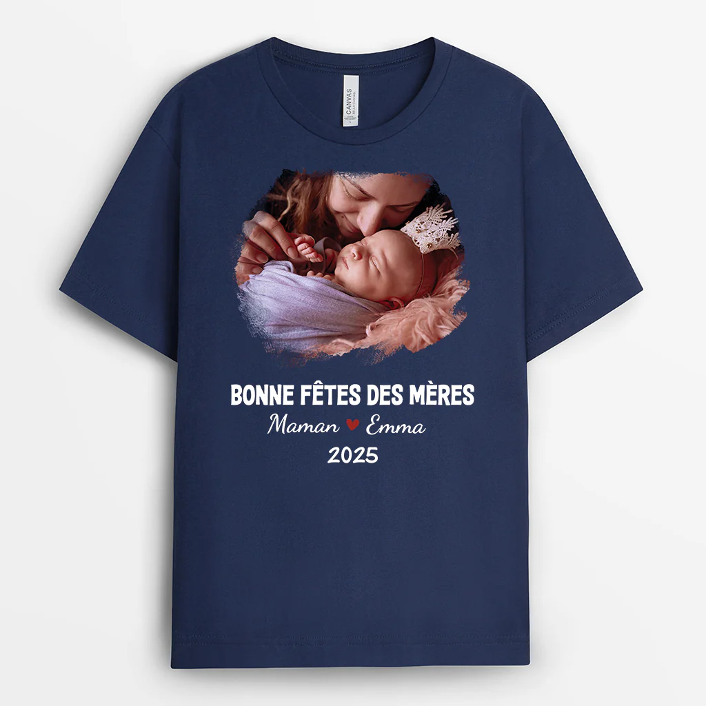 T-shirt Personnalisé Papa Avec Photo - Joyeuse Fête Des Pères - Couleur Foncé - Image 2
