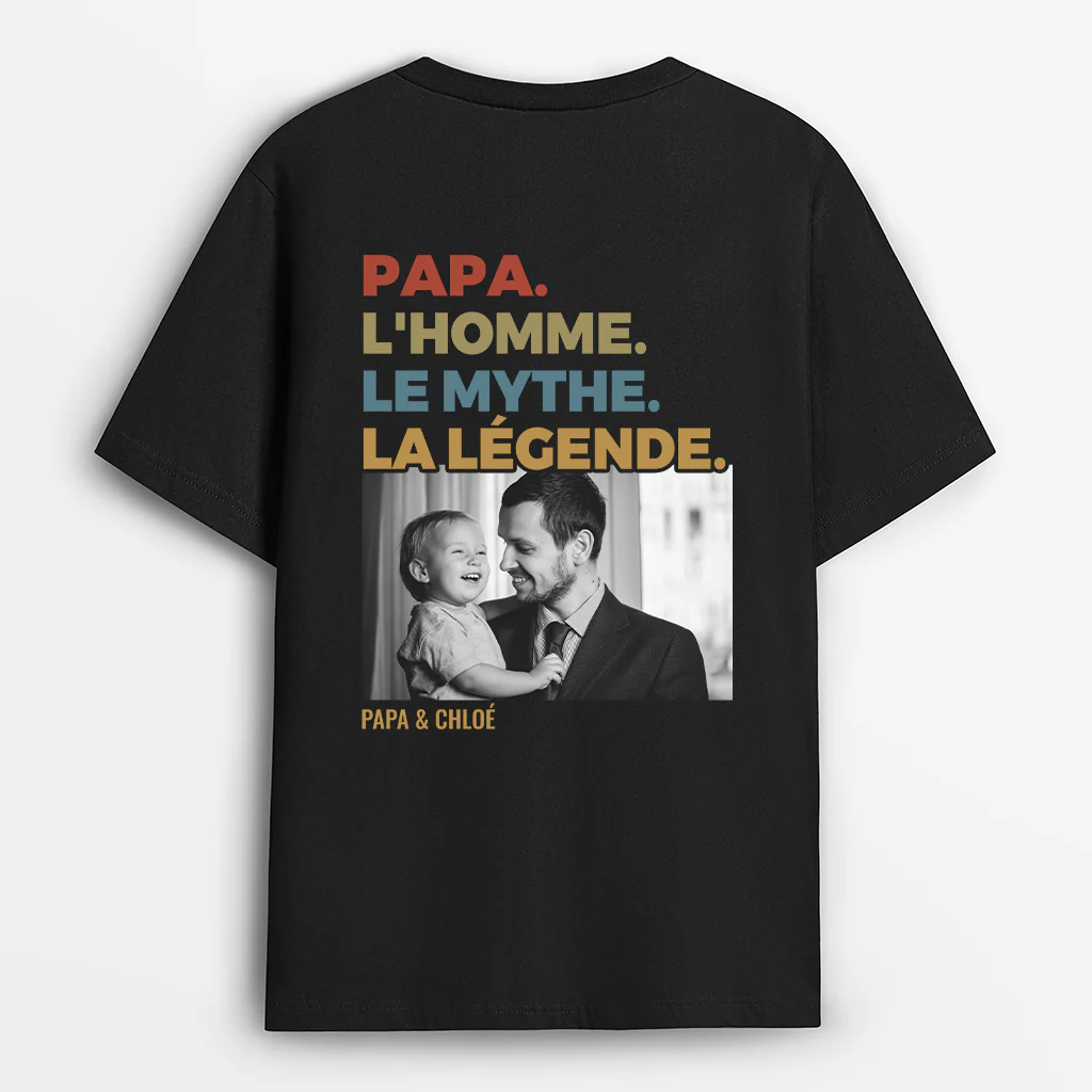 T-shirt Personnalisé Papa Avec Photo - L’homme. Le Mythe. La Légende -  Vintage