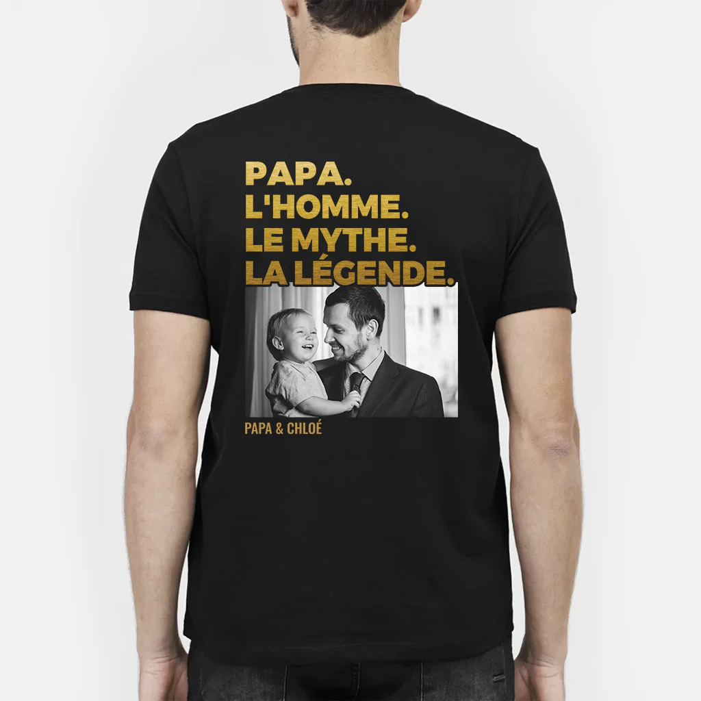 T-shirt Personnalisé Papa Avec Photo - L’homme. Le Mythe. La Légende -  Vintage - Image 2