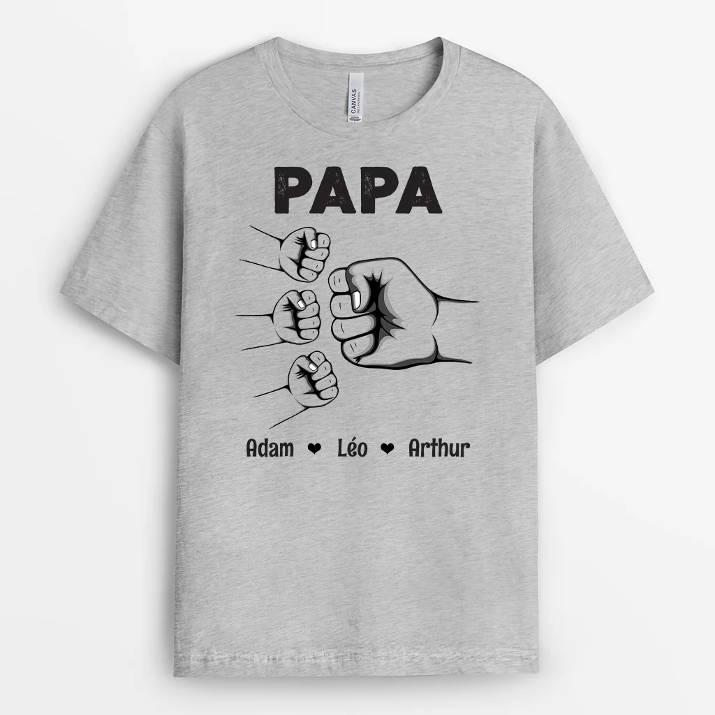 T-shirt Personnalisé Papa - Avec Poings Version Simple