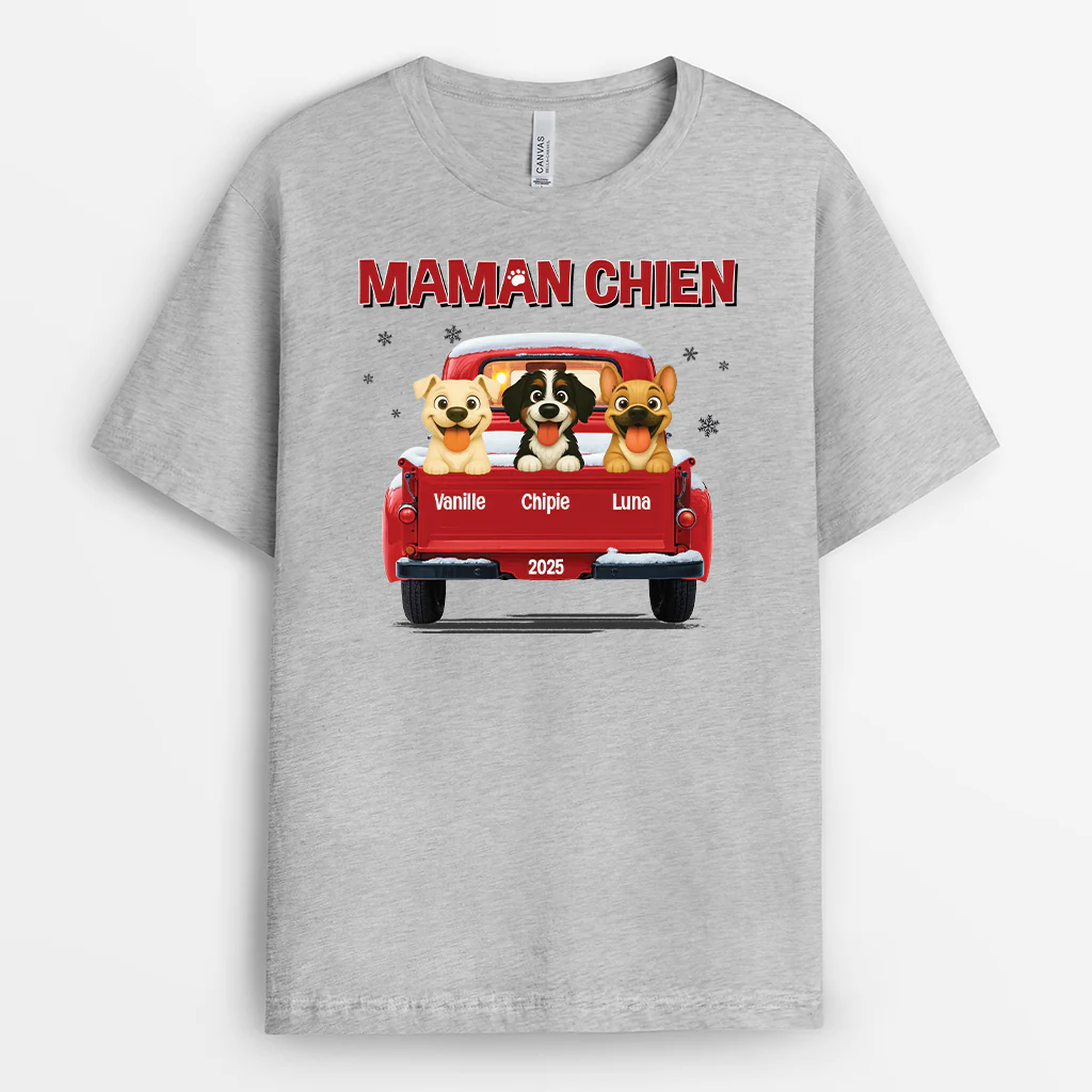 Tee Shirt Chien Personnalisé | Papa Chien Avec Voiture - Image 2