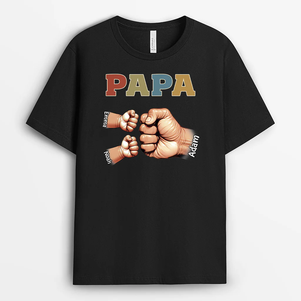 Tee Shirt Personnalise Papa | Papa Coloré Avec Poings Authentiques