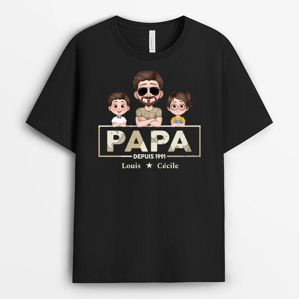 T-shirt Personnalisé - Papa Depuis - Style Rétro Cool