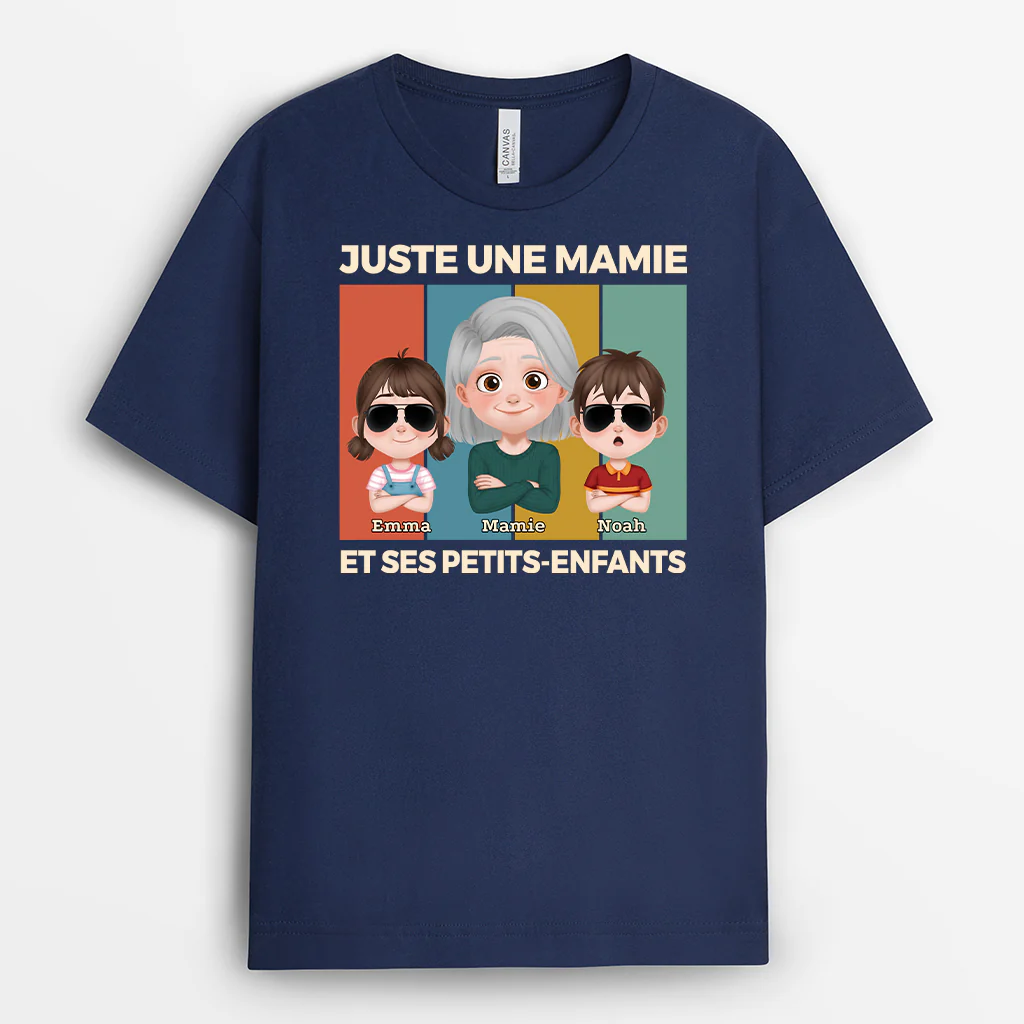 Tee Shirt Personnalisable Papa | Papa Et Ses Enfants Design Cartoon - Image 2