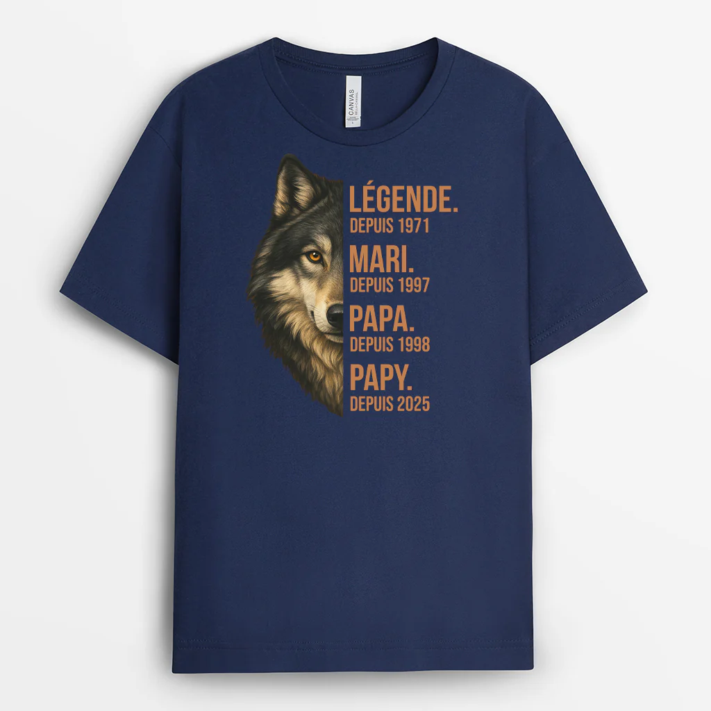 T-shirt Personnalisé Papa - Légende, Mari, Papa Loup - Image 2