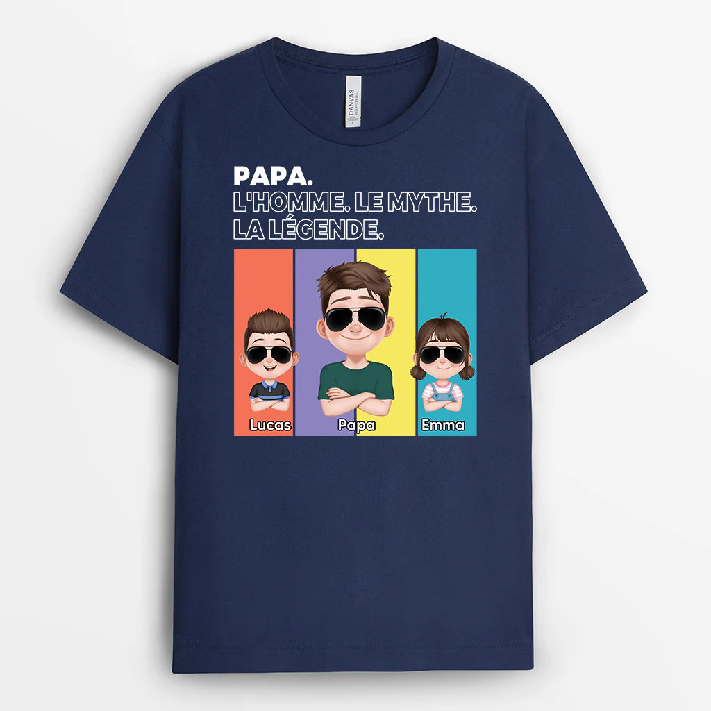 T-shirt Personnalisé Papa - L'Homme, Le Mythe, La Légende - Design Cartoon - Image 2